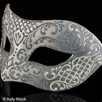 Venetian Mask Colombina Decor Silver White