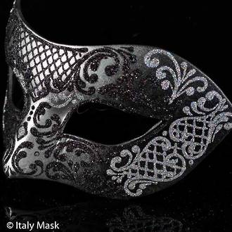 Venetian Mask Colombina Decor Silver Black