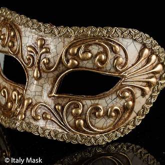 Venetian Masquerade Mask Colombina Craquele Gold