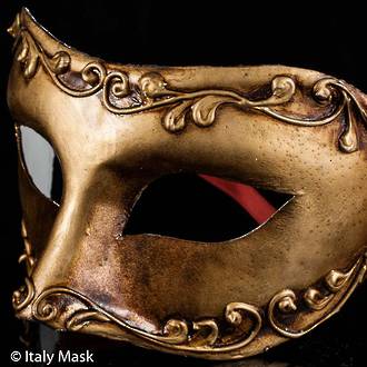 Venetian Masquerade Mask Colombina Stucco Gold