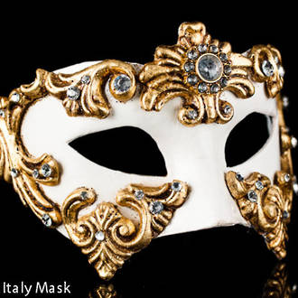 Venetian Masquerade Mask Colombina Baroque Gold Cream