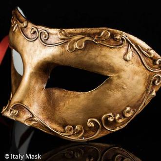 Venetian Masquerade Mask Colombina Stucco Gold