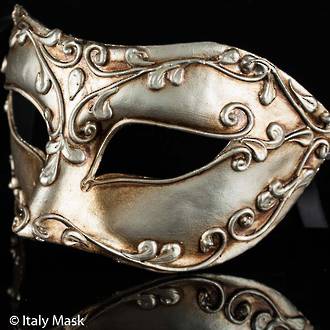 Venetian Masquerade Mask Colombina Stucco Silver