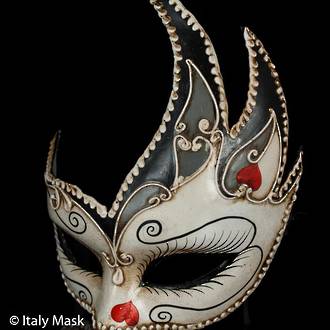 Venetian Masquerade Mask Colombina Cigno Elisa (Black)