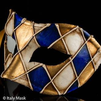 Venetian Masquerade Mask Colombina Rombi Blue