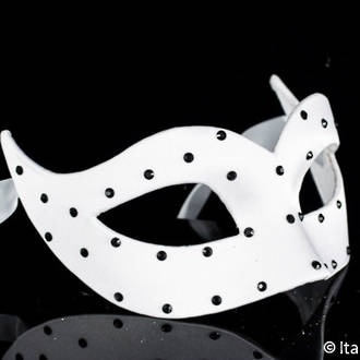 Italian Masquerade Mask Colombina Pois White