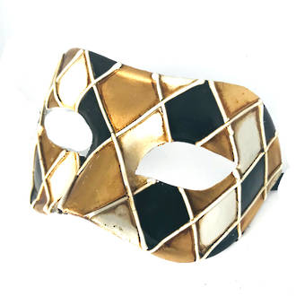 Venetian Masquerade Mask Colombina Rombi Gold/Black