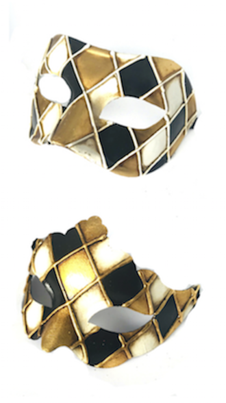 Venetian Masquerade Couples Masks- Colombina Rombi Gold/Black
