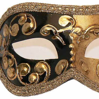 Venetian Masquerade Mask Colombina Mezza Gold Black