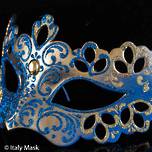 Venetian Mask Colombina Madam Decor Gold Blue