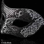 Venetian Mask Colombina Decor Silver Black