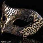 Venetian Mask Colombina Decor Gold Black