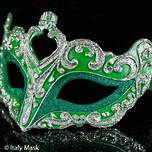 Venetian Masquerade Mask Colombina Vin Green Silver