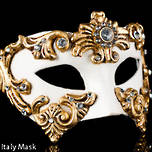 Venetian Masquerade Mask Colombina Baroque Gold Cream