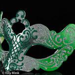 Venetian Masquerade Mask Colombina Madam Decor green-silver