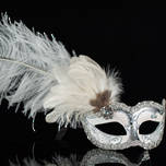 Venetian Masquerade Mask Colombina Ciuffo Can Can Silver White 2