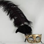 Venetian Masquerade Mask Colombina Ciuffo Can Can Gold Black 2