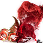 Colombina Ciuffo Cigno Gold/Red Venetian Masquerade Mask