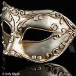 Venetian Masquerade Mask Colombina Stucco Silver