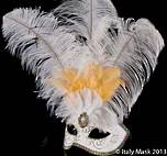 Venetian Masquerade Feather Mask Colombina Ciuffo Brillantina White 2