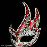 Venetian Mask Colombina Cigno Elisa (Red)