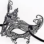 Venetian Filigree Masquerade Mask Colombina Lusso Black Catwoman
