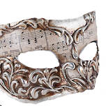 Venetian Masquerade Mask Colombina Stucco Musica Silver