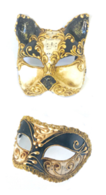 Venetian Masquerade Couples Masks - Black Music/Cat Mask