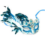 Feather Mask Colombina Vin Aqua Silver