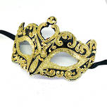 Venetian Masquerade Mask Colombina Vin Black Gold