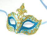 Venetian Masquerade Mask Colombina Punta Star Gold Aqua Vin