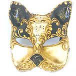 Venetian Masquerade Mask Gatto Vivian Music Black Gold