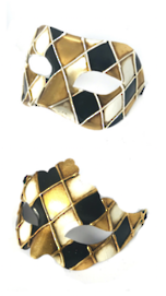 Venetian Masquerade Couples Masks- Colombina Rombi Gold/Black