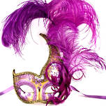 Colombina Ciuffo Cigno Gold/Purple Venetian Masquerade Mask
