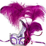 Colombina Ciuffo Cigno Silver/Purple Venetian Masquerade Mask