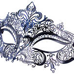 Venetian Masquerade Mask Colombina Lusso Diana Black