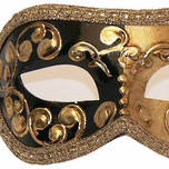 Venetian Masquerade Mask Colombina Mezza Gold Black